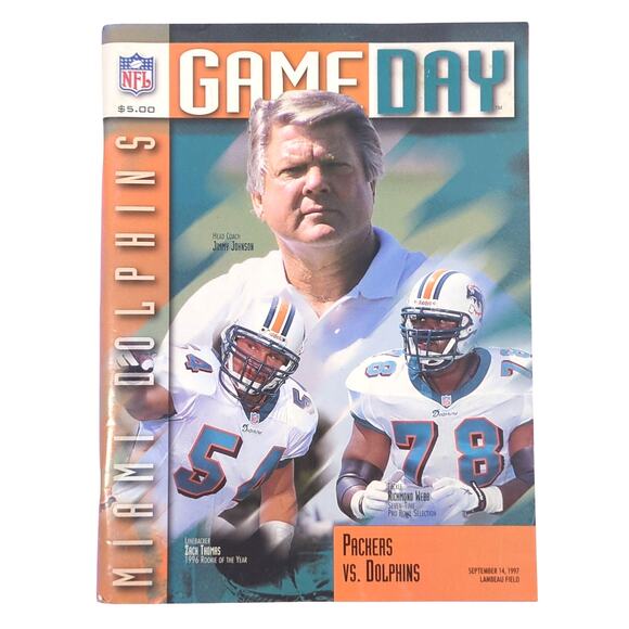 Miami Dolphins vs Green Bay Packers Game Day Program Magazine 1997 Jimmy Johnson - Picture 1 of 4